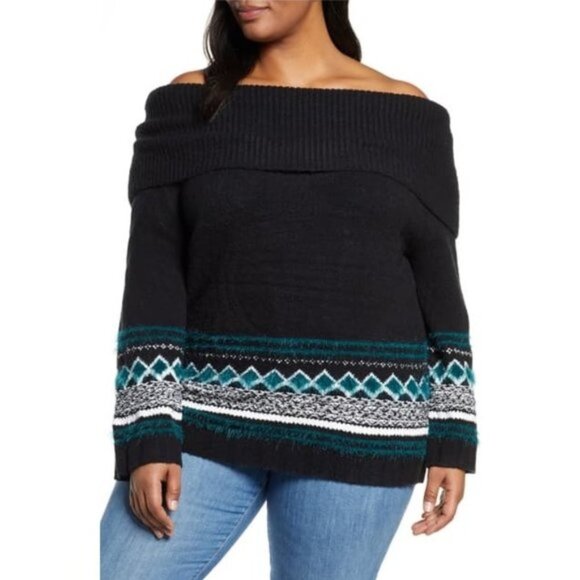 Caslon Fair Isle Convertible Cowl Neck Sweater - Picture 6 of 6